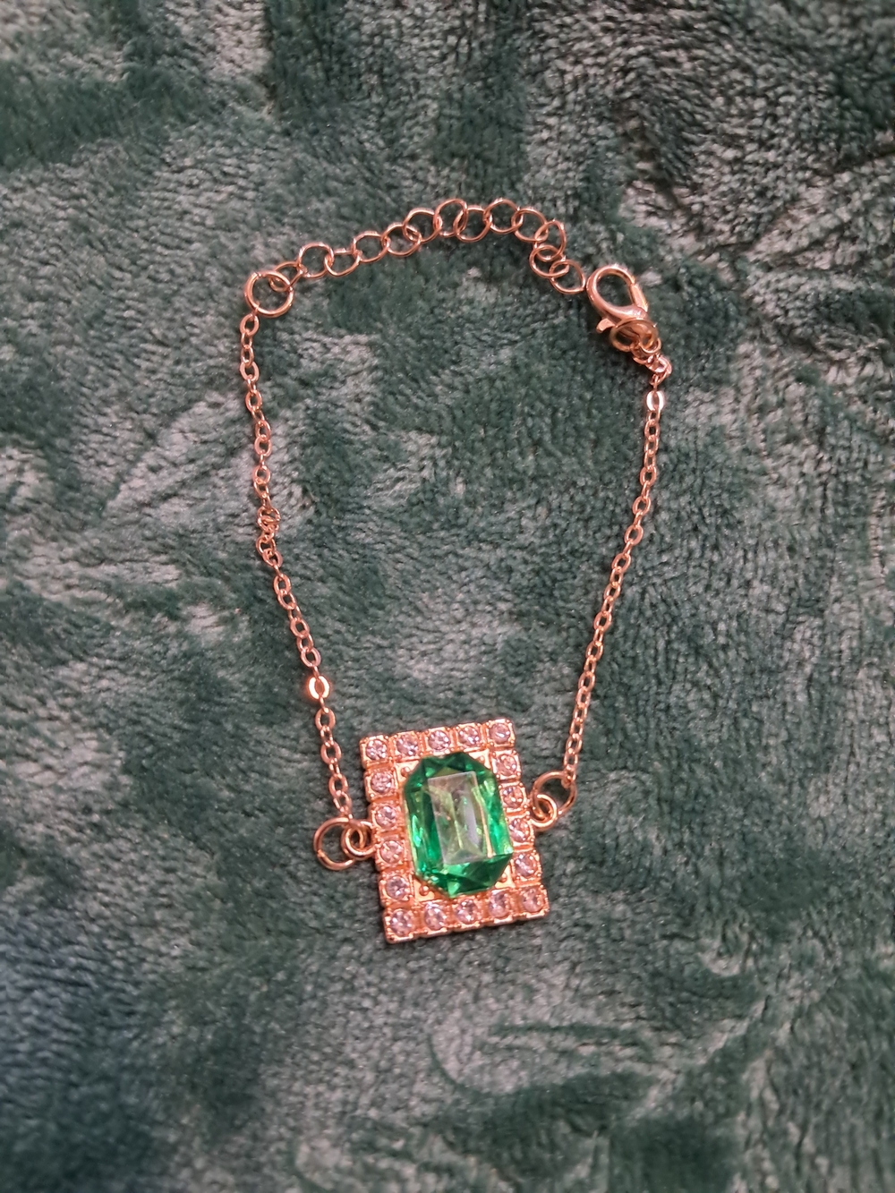 Gold-Tone Green Gemstone Halo Bracelet